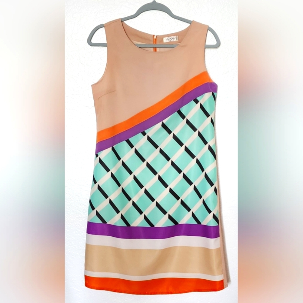 Sophyline (France) Women's Geometric 1960s Style Dress.  Size M